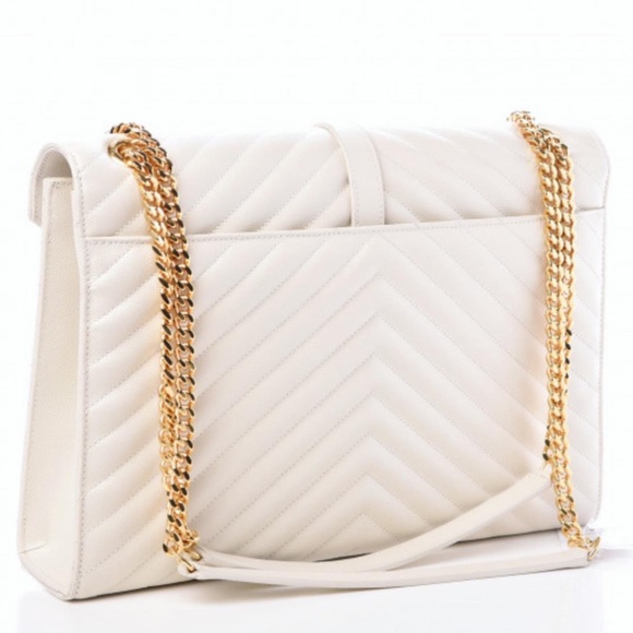 Rare YSL Saint Laurent Monogram Envelope Matelasse Chevron Large Bag MSRP $3,472 - Picture 4 of 17